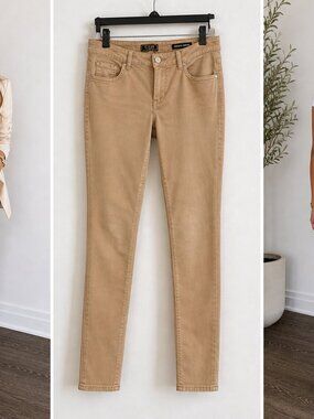 GUESS Daredevil Skinny Pants Beige | High Rise Stretch | Chic Minimalist Size 29